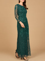 High Neck, Long Sleeve Beaded Gown | 28889