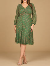 Beaded Midi Dress with Long Sleeves