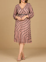 Beaded Midi Dress with Long Sleeves