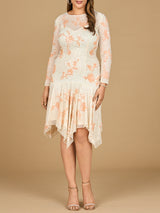 Beaded Midi Dress with Asymmetrical Hem