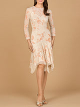 Beaded Midi Dress with Asymmetrical Hem