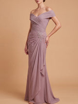 Off Shoulder Elegant Chiffon Gown