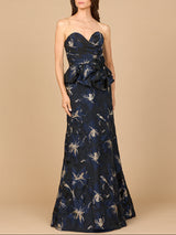 Strapless Brocade Gown with Bolero