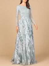 Long Sleeve, Modest Beaded Gown | 28939