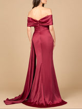 Off Shoulder Satin Dress