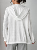 Texture Zip Up Hooded Jacket - Trendsi