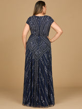 Cap Sleeve Beaded A-Line Gown