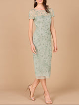 Beaded Midi Dress with Cap Sleeves