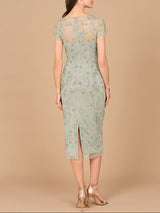 Beaded Midi Dress with Cap Sleeves