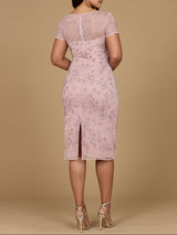 Beaded Midi Dress with Cap Sleeves