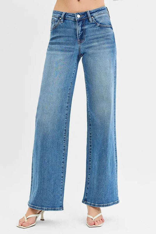RISEN Full Size Low Rise Wide Leg Jeans Plus Size - Trendsi - Flyclothing LLC