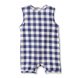 Picnic Plaid Soft Bamboo Sleeveless Baby Shortall Romper - Tesa Babe - Flyclothing LLC