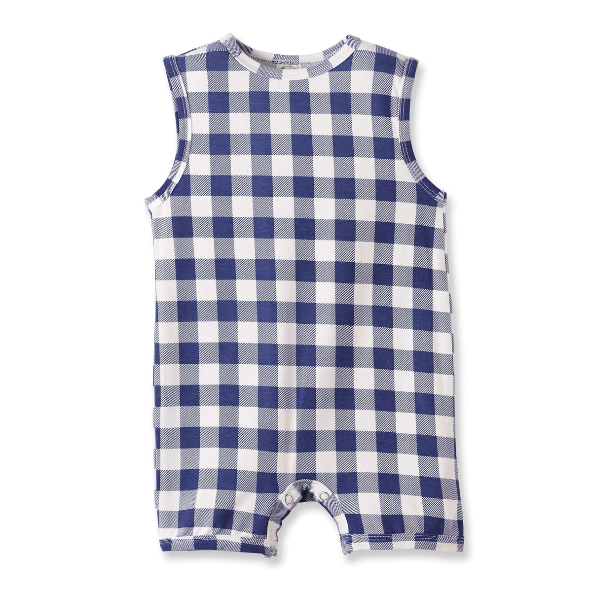Picnic Plaid Soft Bamboo Sleeveless Baby Shortall Romper - Tesa Babe - Flyclothing LLC