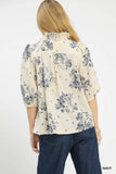 Umgee Floral Embroidered Blouse with Ruffle Trim - Trendsi - Flyclothing LLC