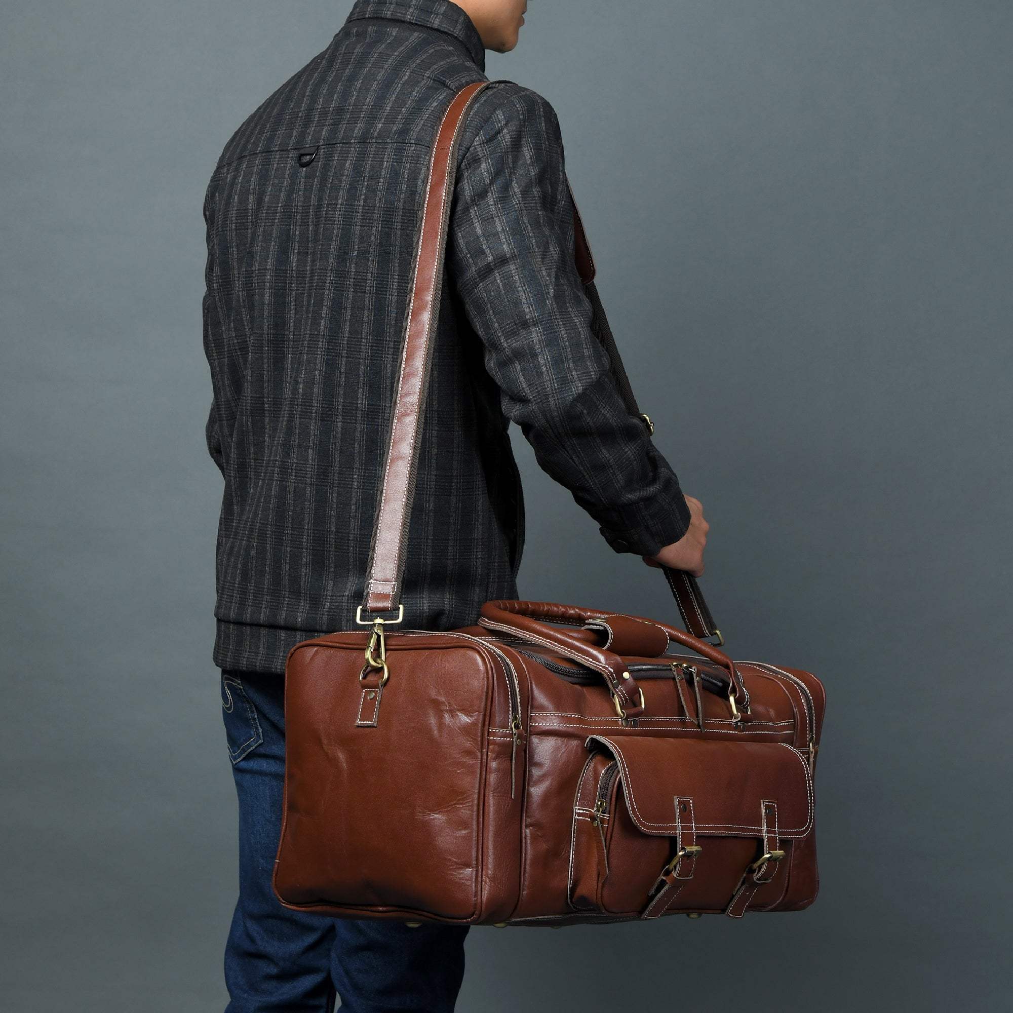 Upgraded Traveler Weekender Duffle - Classy Leather Bags - Flyclothing LLC
