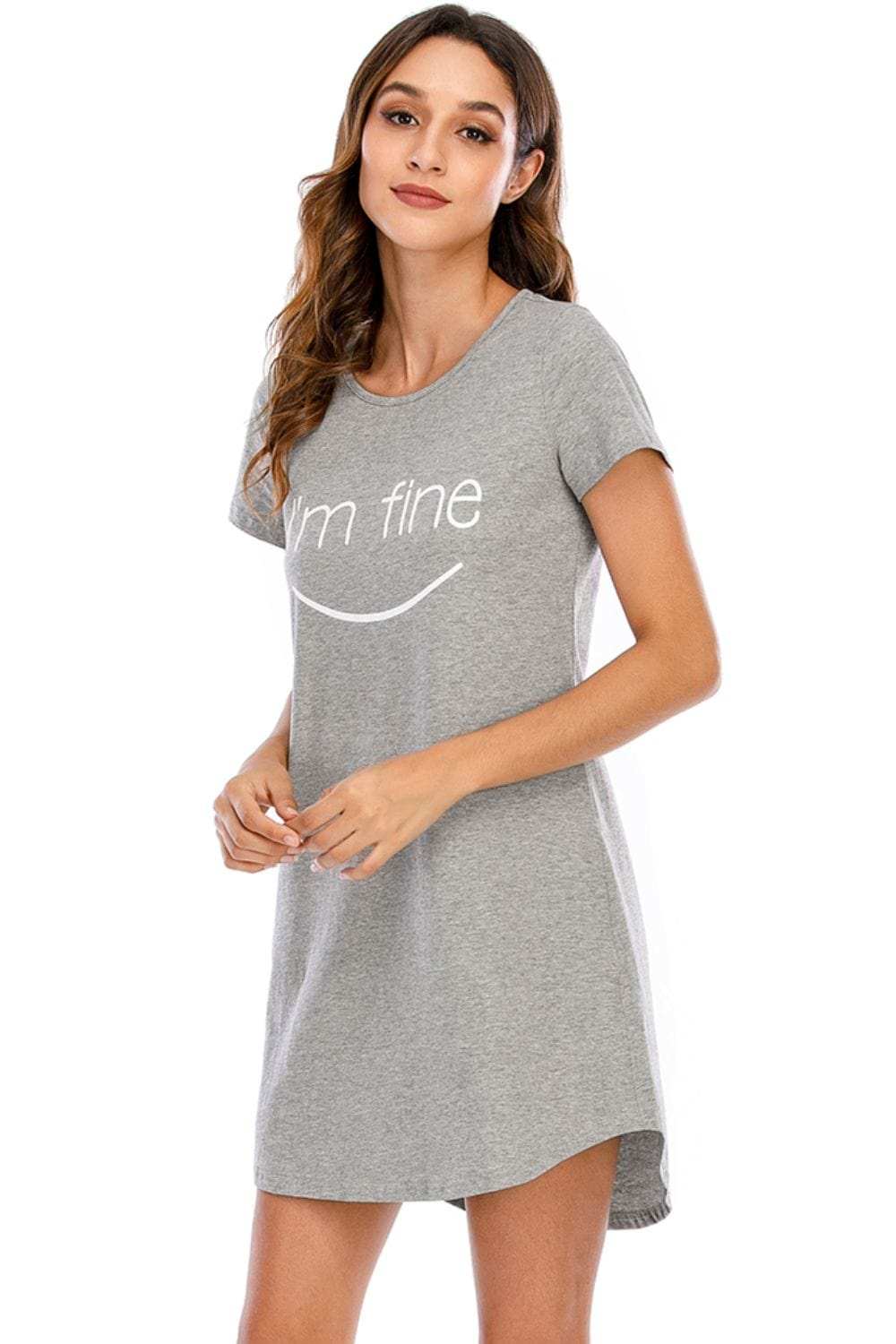 Graphic Round Neck Short Sleeve Lounge Dress - Trendsi - Flyclothing LLC