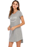 Graphic Round Neck Short Sleeve Lounge Dress - Trendsi
