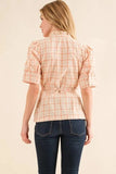 And The Why Plaid Patterned and Ruffled Wrap Blouse Top - Trendsi