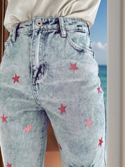 Distressed Star Jeans with Pockets - Trendsi
