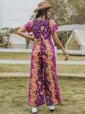 Tied V-Neck Short Sleeve Jumpsuit - Trendsi - Flyclothing LLC