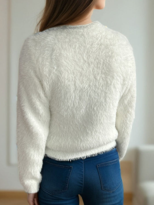 Cutout Knot Button Long Sleeve Cardigan - Trendsi