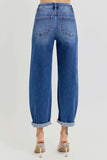 RISEN Full Size High Rise Crop Mild Barrel Jeans Plus Size - Trendsi - Flyclothing LLC