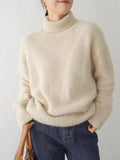 Turtleneck Dropped Shoulder Long Sleeve Sweater - Trendsi
