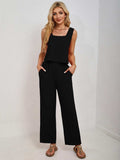 Square Neck Tank and Wide Leg Pants Set - Trendsi - Flyclothing LLC