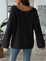 Flower Round Neck Long Sleeve Sweater - Trendsi - Flyclothing LLC