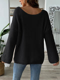 Flower Round Neck Long Sleeve Sweater - Trendsi