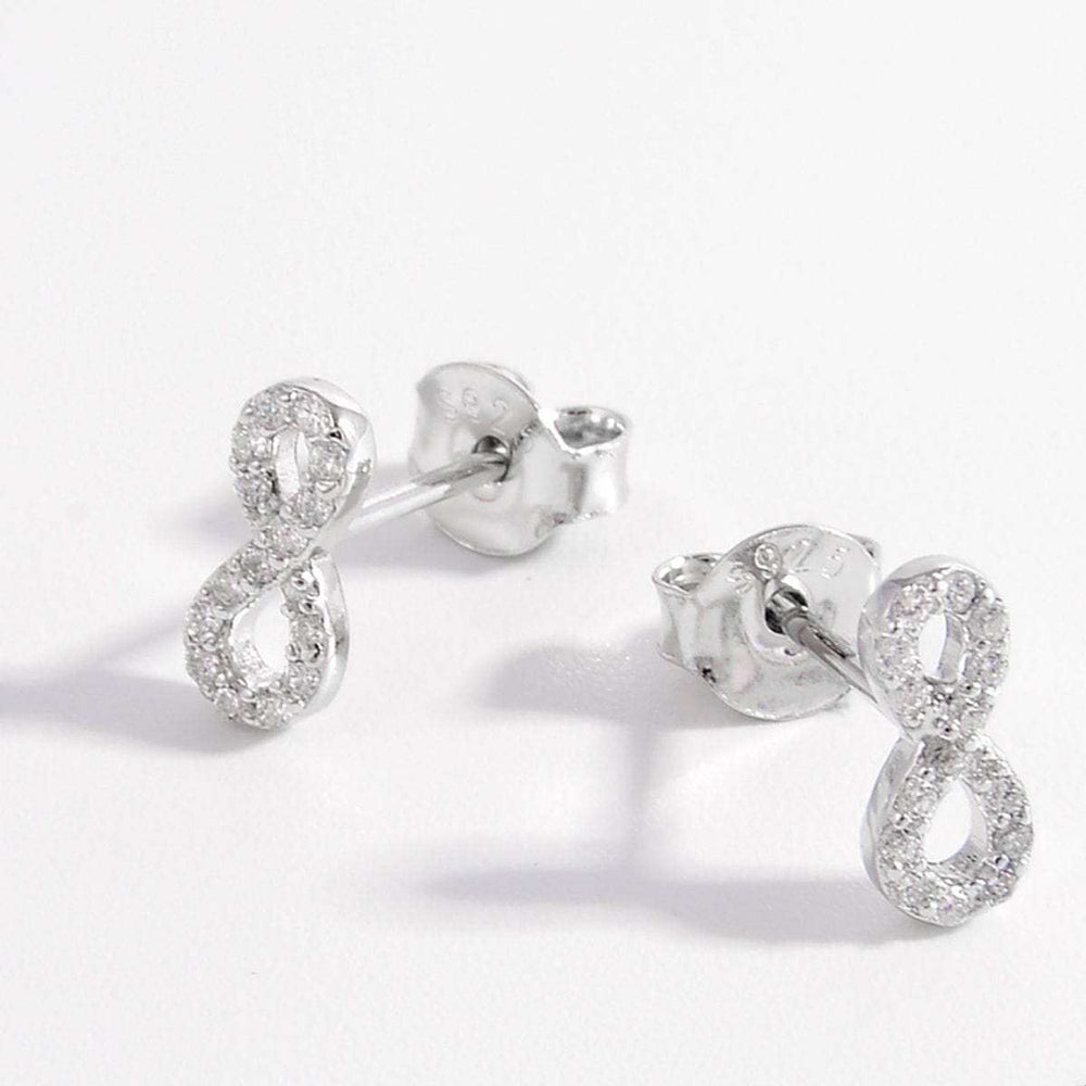 925 Sterling Silver Zircon Number 8 Stud Earrings - Trendsi - Flyclothing LLC