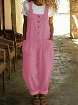 Casual Button Front Wide Leg Overalls - Trendsi - Flyclothing LLC