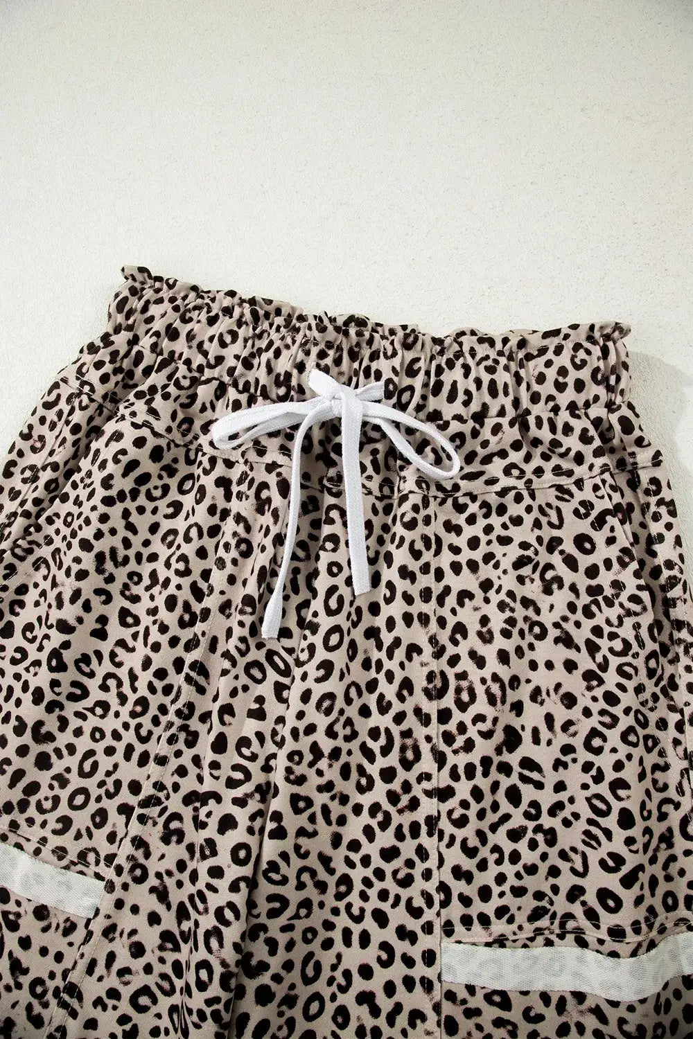 Leopard Print Wide-Leg Pants with Drawstring - Trendsi - Flyclothing LLC