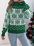 Christmas Snowflake Turtleneck Long Sleeve Sweater - Trendsi - Flyclothing LLC