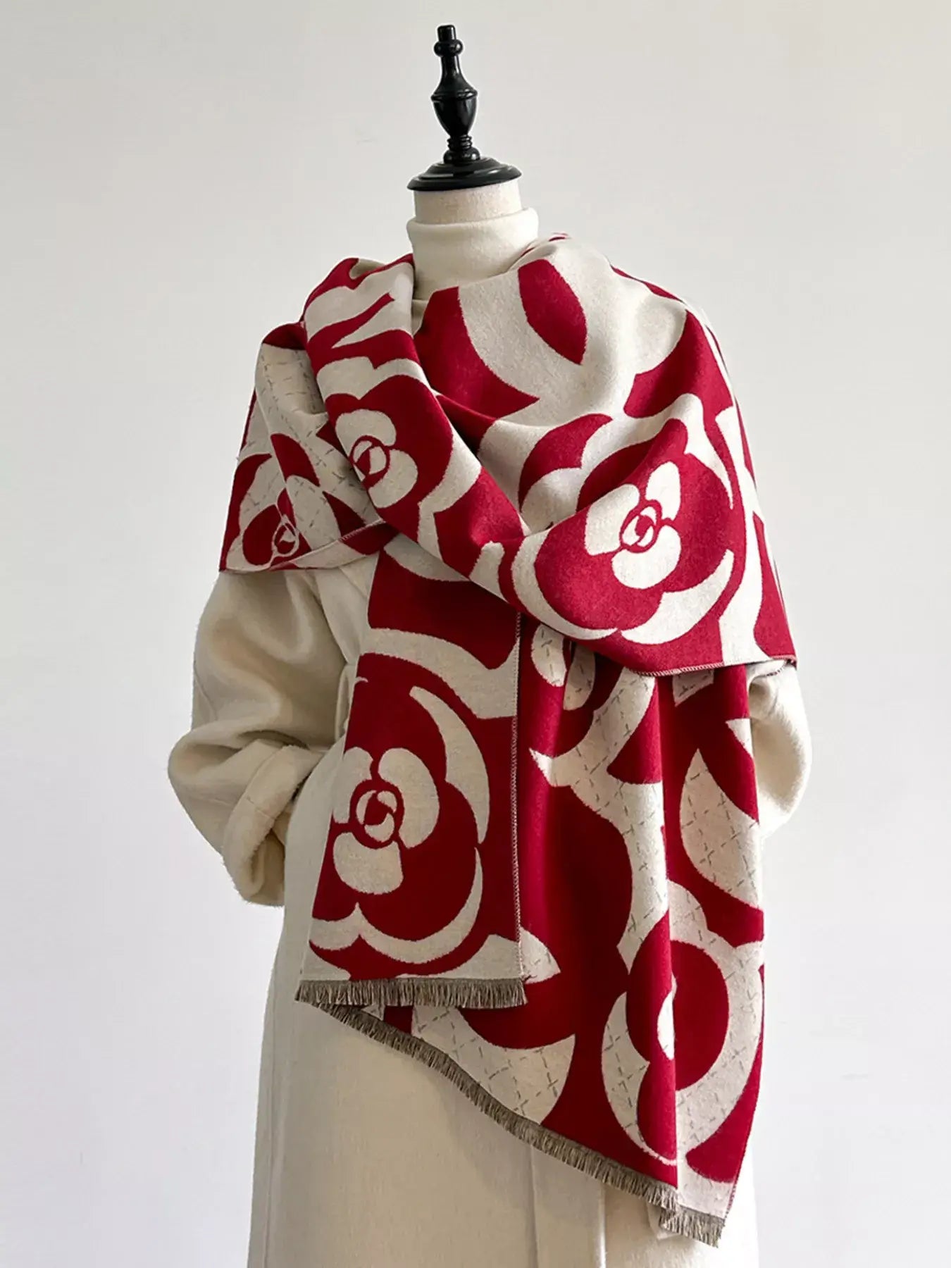 Floral Patterned Warm Scarf - Trendsi - Flyclothing LLC