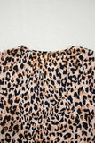 Leopard Notched Half Sleeve Blouse - Trendsi - Flyclothing LLC
