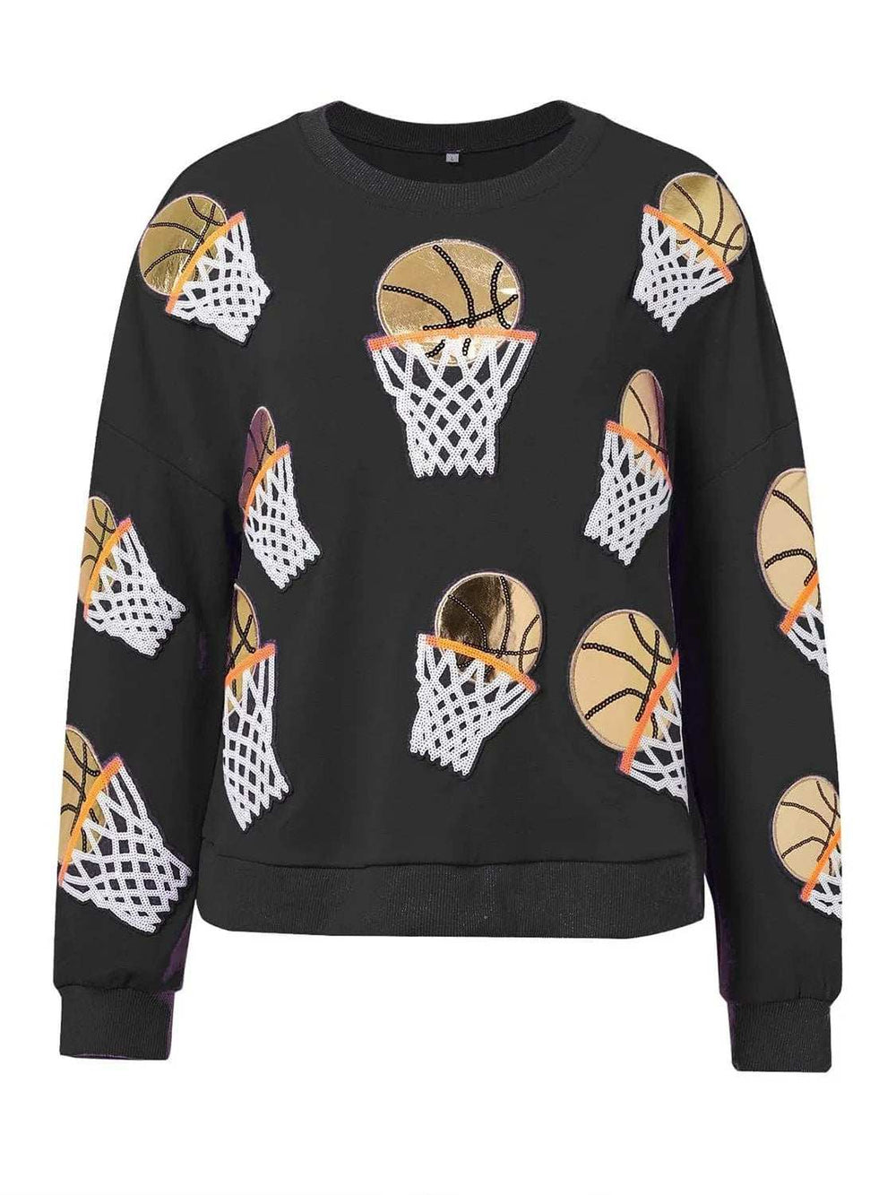 Basketball Round Neck Long Sleeve Sweatshirt - Trendsi - Flyclothing LLC