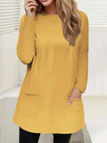 Full Size Pocketed Round Neck Long Sleeve T-Shirt - Trendsi - Flyclothing LLC