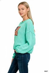 Zenana American Flag Crew Neck Sweater - Trendsi - Flyclothing LLC