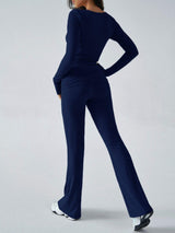 Devine Ruched Long Sleeve Top and Pants Set - Trendsi - Flyclothing LLC