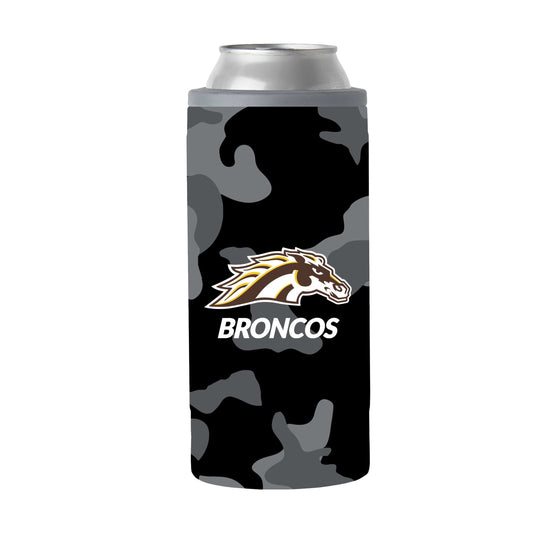 Western Michigan Black Camo 12oz Slim Can Coolie - Logo Brands - Flyclothing LLC