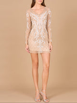 Long Sleeve Cocktail Dress with V-Neckline