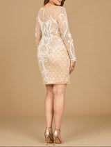 Long Sleeve Cocktail Dress with V-Neckline