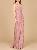 Detachable Half Sleeve Lace Sheath Gown