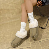 Fuzzy Trim Platform Boots - Trendsi - Flyclothing LLC