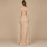 High Neck Gown with Long Cape Sleeves