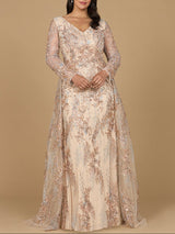 Lace Long Sleeve Gown with Overskirt