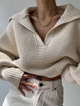 Johnny Collar Long Sleeve Sweater - Trendsi - Flyclothing LLC
