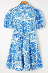 Tiered Printed Short Sleeve Mini Dress - Trendsi - Flyclothing LLC