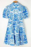 Tiered Printed Short Sleeve Mini Dress - Trendsi - Flyclothing LLC